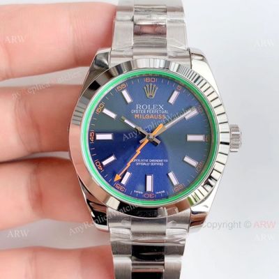 AR Replica Rolex Milgauss ETA2824 Stainless Steel Blue Dial Watch Swiss Made